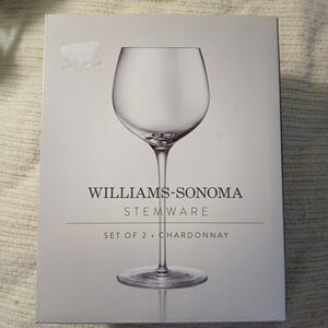 Williams Sonoma Clear Wine Glasses Stemware Set Of 2 Chardonnay NEW